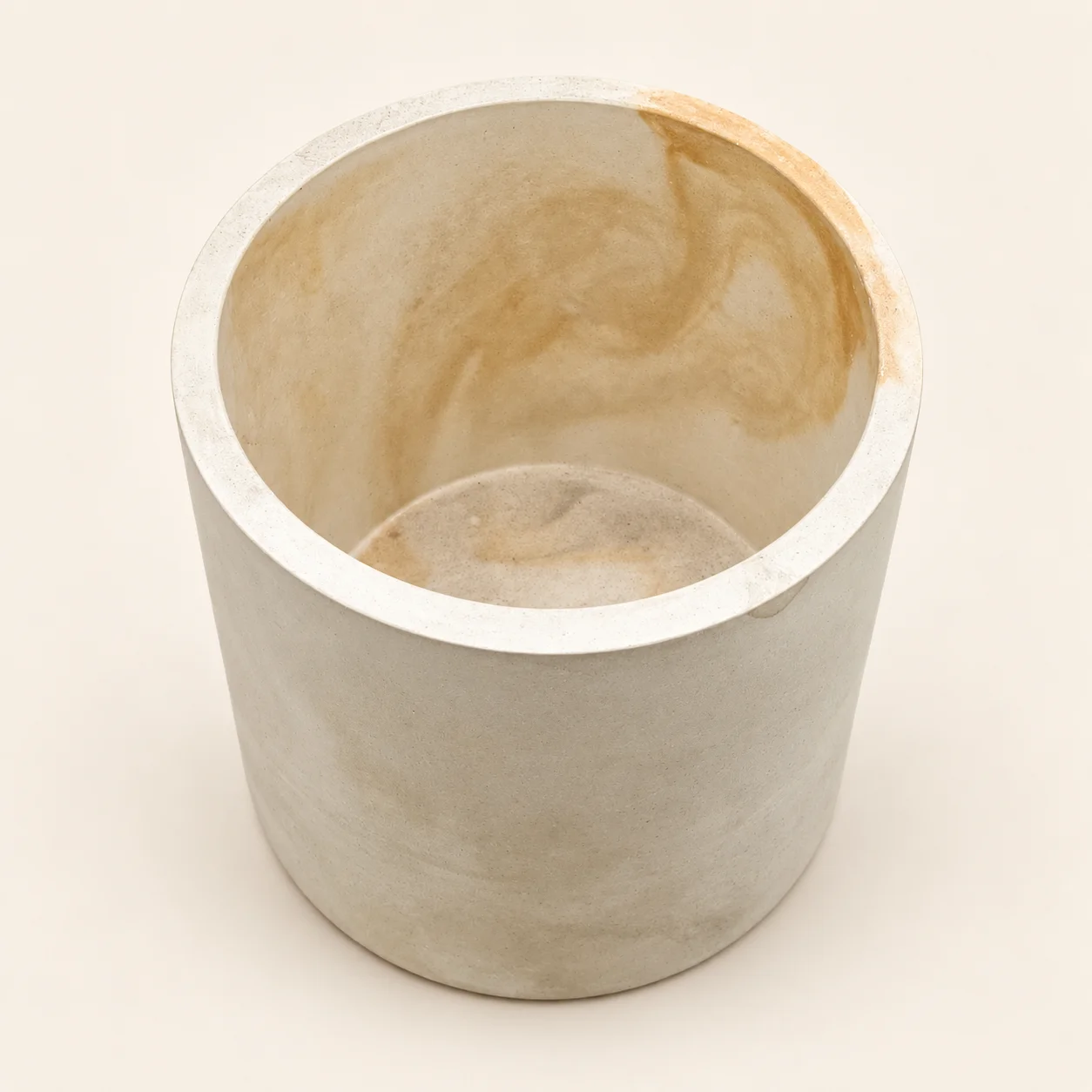 Ivory Stone: Elevated view of the empty Ivory Stone vessel showing its natural tan interior markings